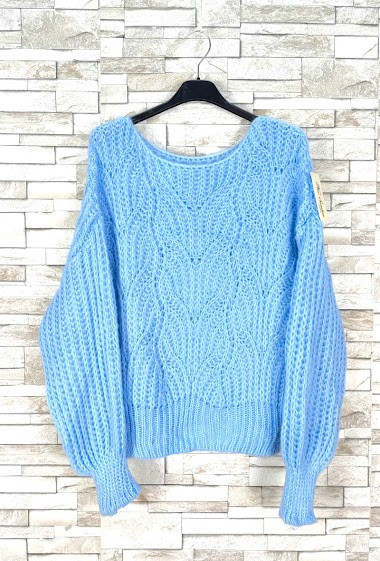 Wholesaler New Sunshine - Oversized puff sleeve round neck sweater