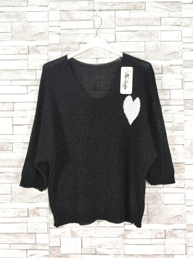 Wholesaler New Sunshine - Batwing sleeve sweater with shiny knit