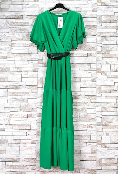 Wholesalers New Sunshine - V-neck dress with belt