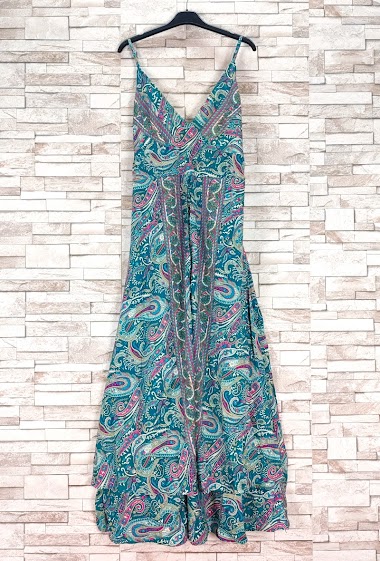 Wholesaler New Sunshine - Long printed dress with v-neck straps