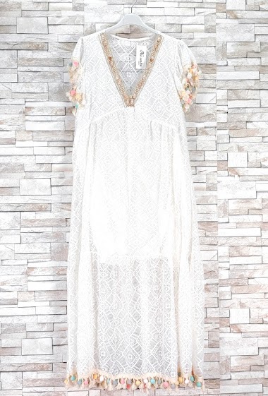 Wholesalers New Sunshine - Long v-neck lace dress