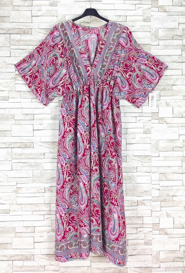 Wholesalers New Sunshine - Long printed v-neck dress