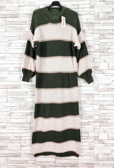 Großhändler New Sunshine - Striped long-sleeved jumper dress