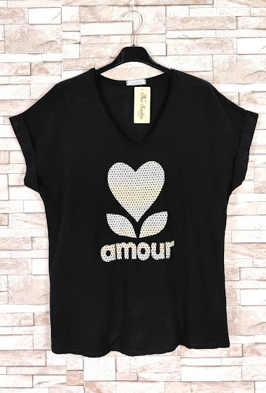 Grossistes New Sunshine - T shirt col v "AMOUR"