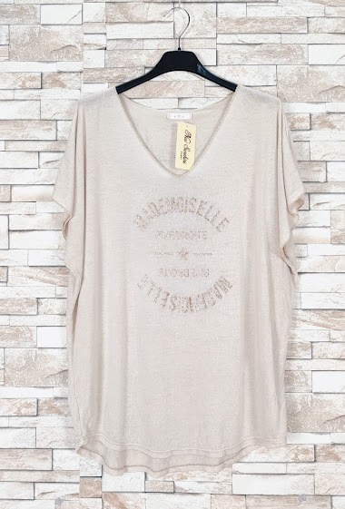 Großhändler New Sunshine - „MADEMOISELLE“ T-Shirt mit V-Ausschnitt
