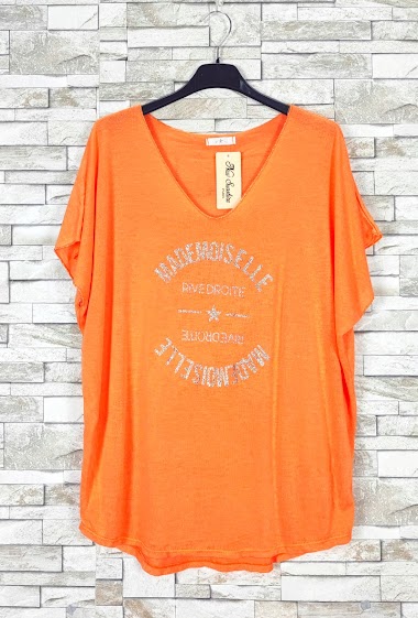 Grossiste New Sunshine - T-shirt col v "MADEMOISELLE"