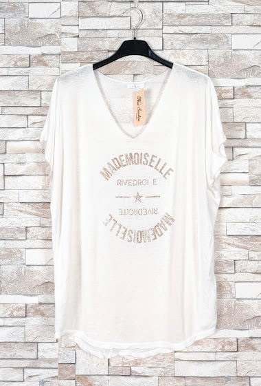 Grossistes New Sunshine - T-shirt col v "MADEMOISELLE"