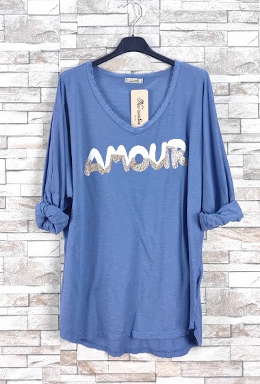 Grossiste New Sunshine - T-shirt manches longues oversize AMOUR