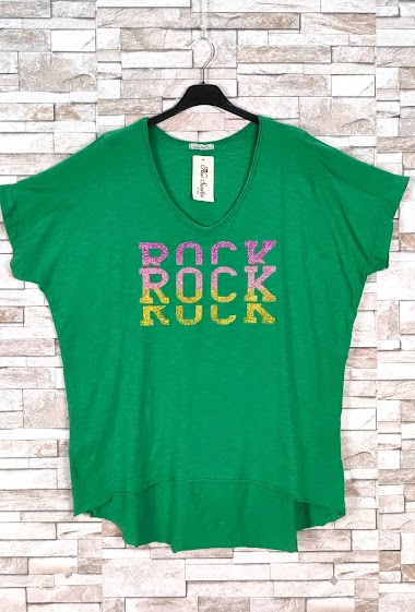 Wholesalers New Sunshine - Oversized V-neck T-shirt "Rock"