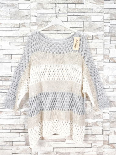 Wholesaler New Sunshine - Crochet top in shiny lurex knit