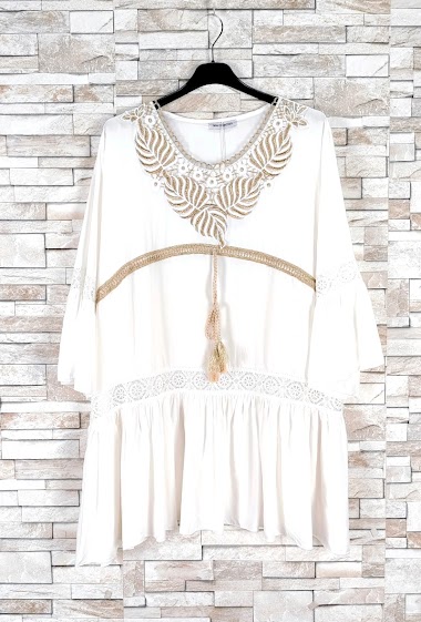 Embroidered v-neck tunic