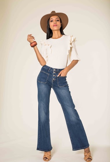 Wholesalers Nina Carter - Flare jean with buttons