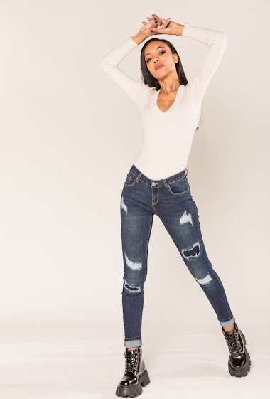 Wholesalers Nina Carter - Low rise patched jeans