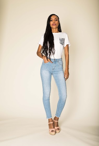 Wholesalers Nina Carter - Skinny jeans with ripped ankles