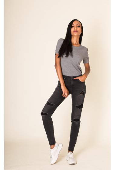 Wholesaler Nina Carter - Low Rise Patched Skinny Jeans