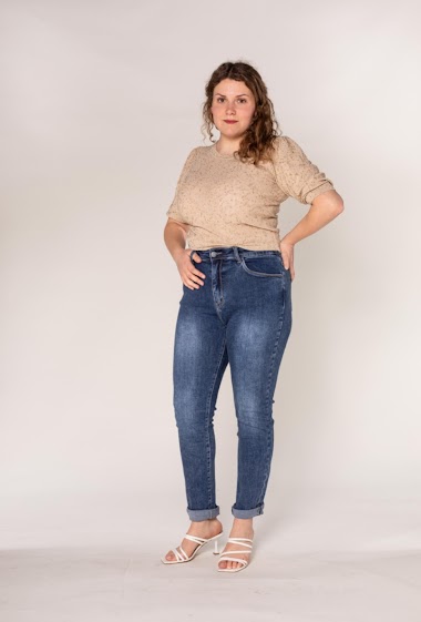 Grossistes Nina Carter - Jean taille haute slim Grande taille