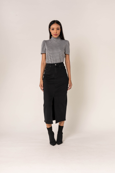 Wholesaler Nina Carter - Long denim slit skirt