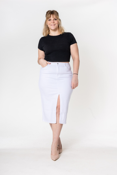 Wholesaler Nina Carter - Long denim slit skirt