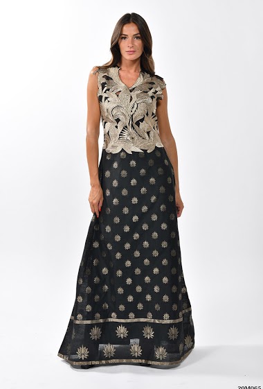 Wholesaler NJ Couture - Long dress jacquard