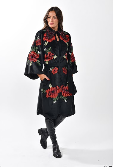 Wholesaler NJ Couture - Jacket long sleeves with embroideries, beads and sequins - Inside lining