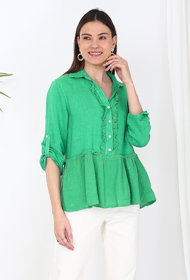 Mayorista Noéline - Cotton and linen blouse, One Size (S-XL)