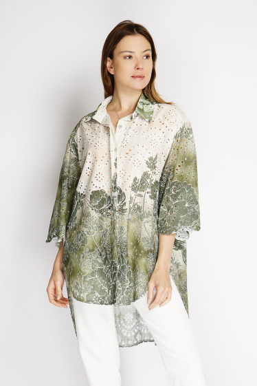 Wholesaler Noéline - Blouse printed in English embroidery