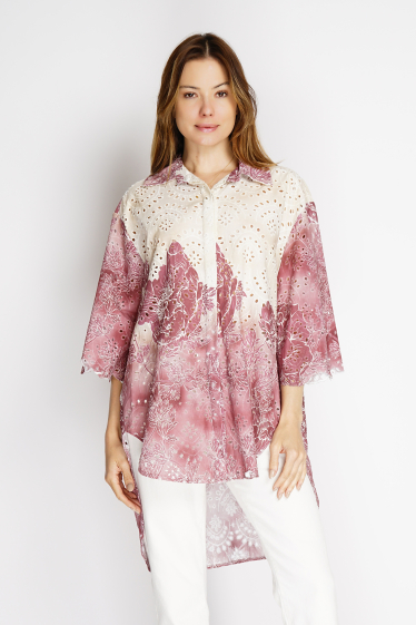 Wholesaler Noéline - Blouse printed in English embroidery