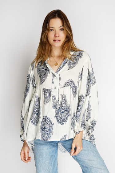Wholesaler Noéline - Printed linen blouse