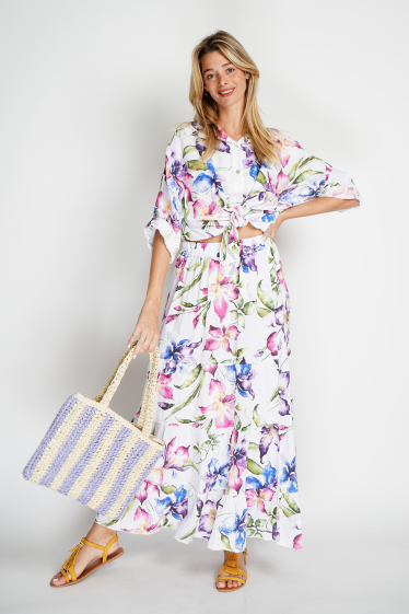 Wholesaler Noéline - Floral linen skirt