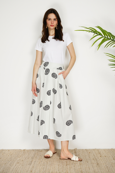 Wholesaler Noéline - Printed cotton poplin skirt