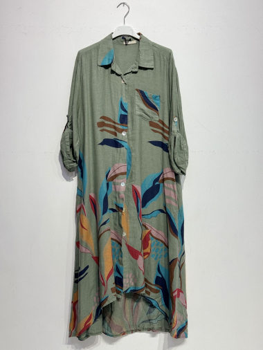 Wholesaler Noéline - Patterned linen shirt dress