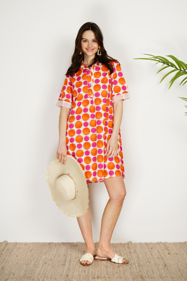 Wholesaler Noéline - Printed cotton poplin shirt dress
