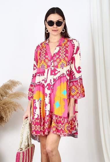 Wholesaler Noéline - Printed Short Dress, One size (S-XXL)