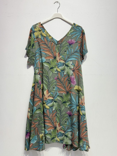 Grossiste Noéline - Robe en lin à motif tropical