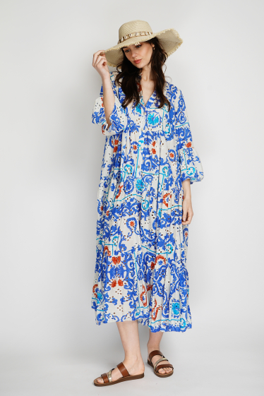 Wholesaler Noéline - Printed dress in English embroidery