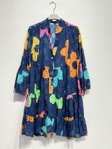 Wholesaler Noéline - Printed dress in English embroidery