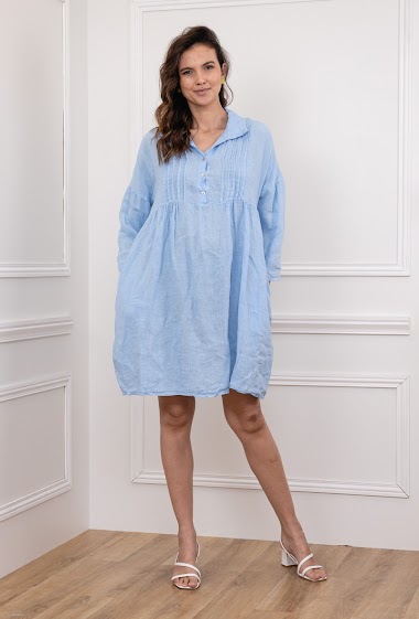 Wholesaler Noéline - Linen Midi-Dress, One size (S-XXL)