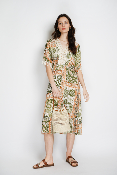 Wholesaler Noéline - Bohemian printed mid-length dress