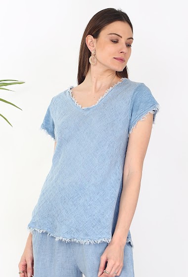 Grossiste Noéline - T-shirt en lin et coton