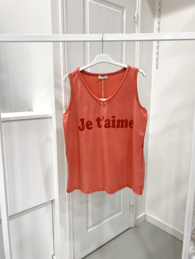 Wholesaler NOS - Washed tank top with “I love you” pattern
