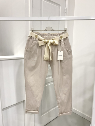Wholesaler NOS - Plain color jogger pants with belt