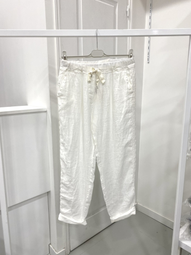 Grossiste NOS - Pantalon en lin avec bandes sur le côté