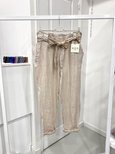 Wholesaler NOS - Linen pants with lace belt