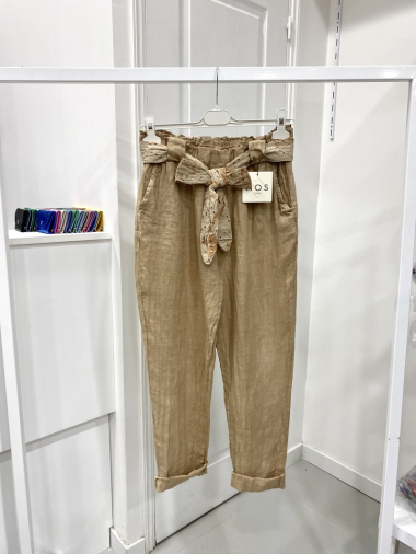 Grossiste NOS - Pantalon en lin avec ceinture dentelle