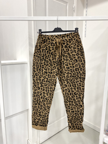 Mayorista NOS - Pantalones con estampado de leopardo y lentejuelas