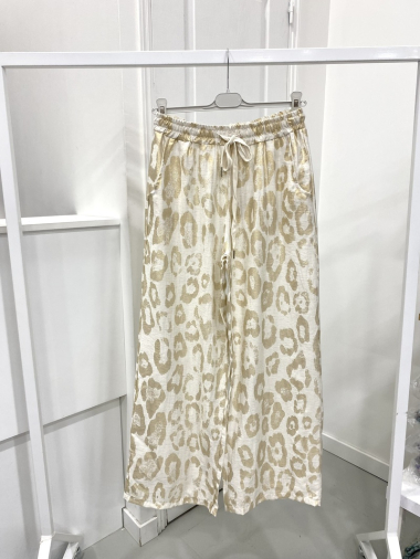 Wholesaler NOS - Gold Leopard Print Wide Leg Pants