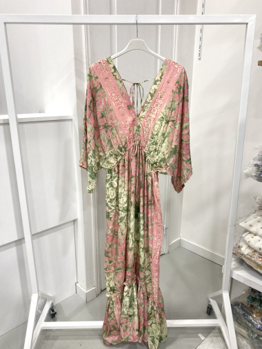 Großhändler NOS - Kleid mit Bohemian-Print und Goldeffekt