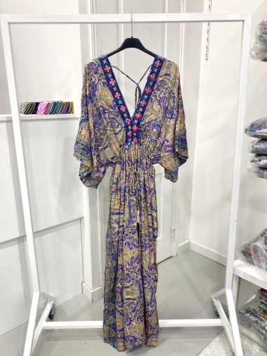 Großhändler NOS - Langes Bohemian-Kleid mit Aufdruck und Vergoldung