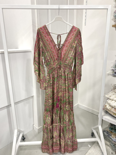 Großhändler NOS - Langes Bohemian-Kleid mit Aufdruck