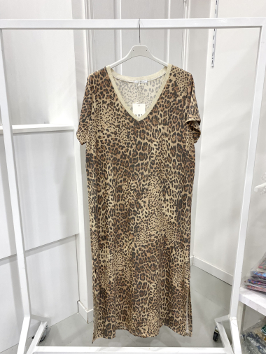 Großhändler NOS - Kleid mit V-Ausschnitt aus bedrucktem Lurex